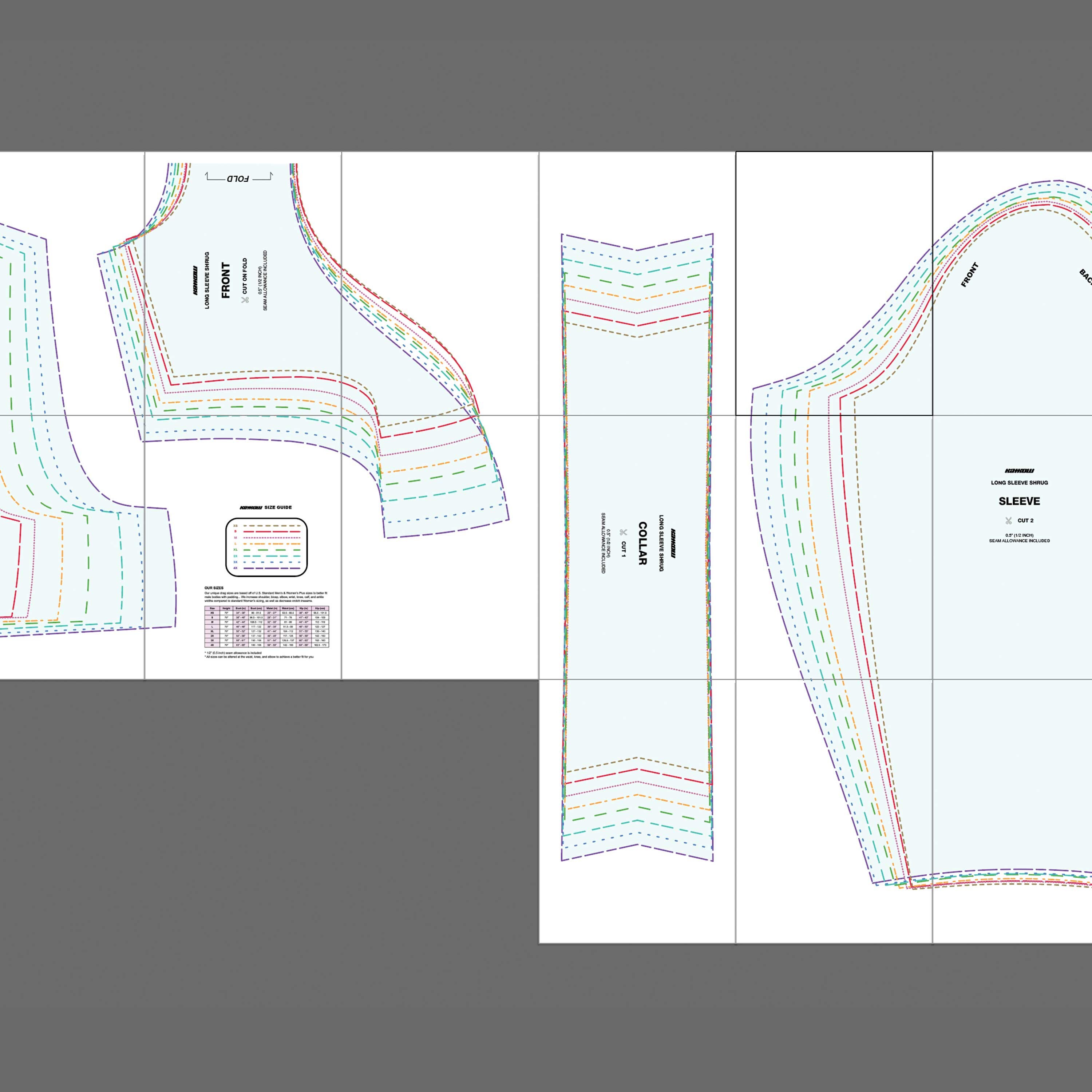 Long Sleeve Shrug Sewing Pattern sizes XS 4X PDF Etsy Australia