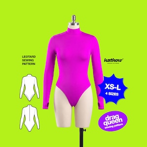 Long Sleeve Leotard (XS-L) Sewing Pattern For Drag Queens Costume Unitard Cosplay Stretch Bodysuit