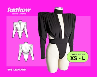 80 Shoulder Pad Leotard (XS-L) Sewing Pattern For Drag Queens Sexy Bodysuit High Waisted
