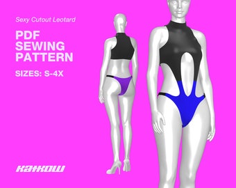 Cutout Sexy Leotard Sewing Pattern (Sizes S - 4X) - PDF DOWNLOAD - Drag Queen Costume, Stripper Outfit, Sexy Costume, Sexy Cosplay