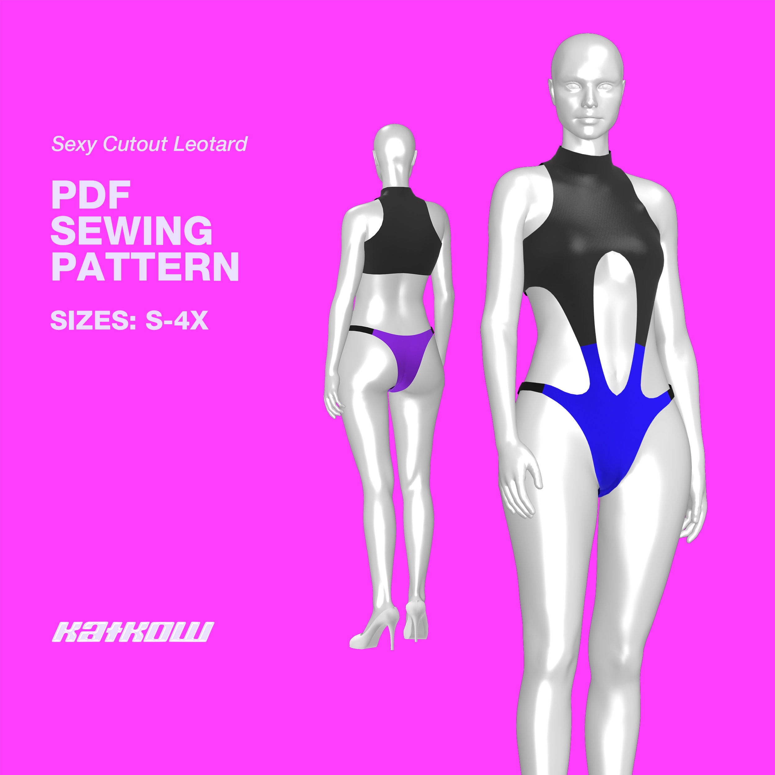 Cutout Sexy Leotard Sewing Pattern (Sizes S - 4X) - PDF DOWNLOAD - Drag Queen Costume, Stripper Outfit, Sexy Costume, Sexy Cosplay