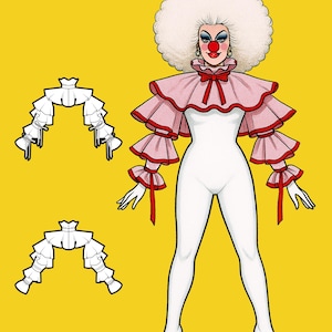 Clown Ruffle Shrug (XL-4X) Drag Queen Halloween Costume Sewing Pattern ...