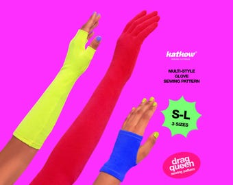 Multi-style Glove (S-L) Sewing Pattern For Drag Queens Cosplay Men's Costume Large Stretch Opera Fingerless Glovelettes Easy Sew