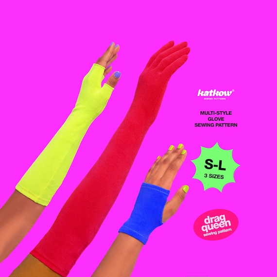 Multi-style Glove (S-L) Sewing Pattern For Drag Queens Cosplay Men's Costume Large Stretch Opera Fingerless Glovelettes Easy Sew