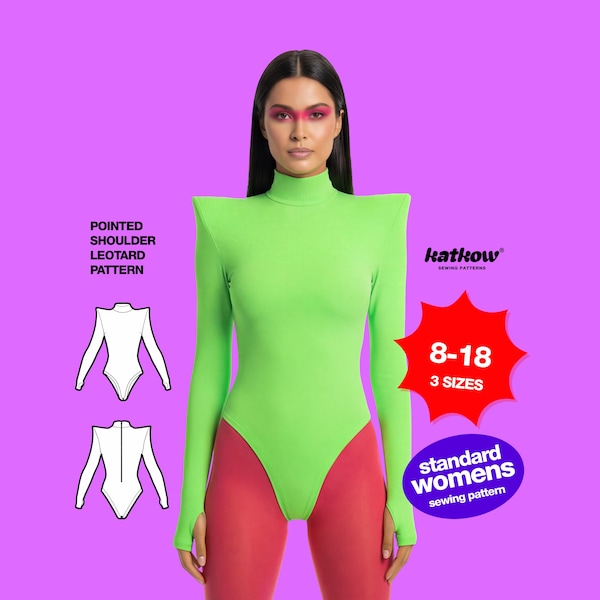 Womens Pointed Shoulder Leotard (8-18) Sewing Pattern Stretch Dance Cosplay Bodysuit