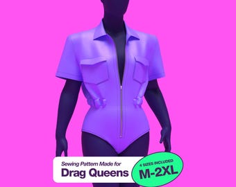 Work Leotard (M-2XL) Sewing Pattern For Drag Queens Halloween Sexy Mechanic Michael Myers Costume Jumpsuit Prisoner