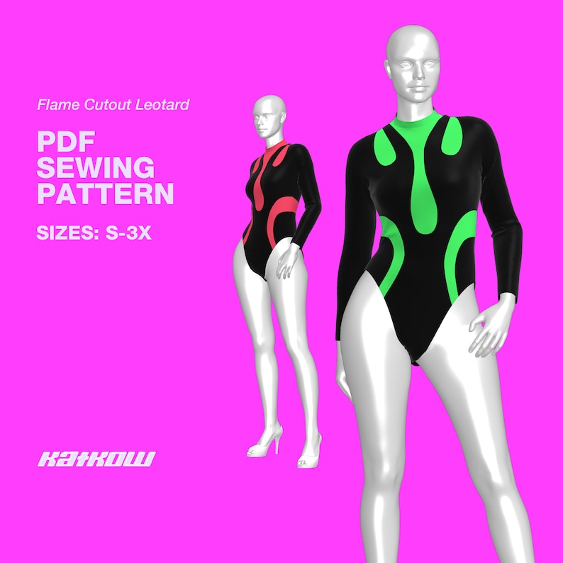 Flame Cutout Leotard Sewing Pattern sizes S 3X PDF Etsy UK