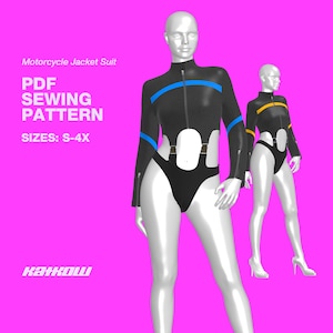 Patron de couture veste de moto (tailles S - 4X) - TÉLÉCHARGEMENT PDF - Drag Queen Costume, Thong Pattern, Leather Jacket, Steampunk Clothing