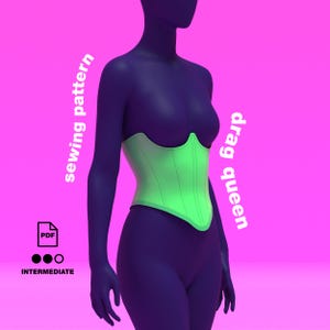 Underbust Corset Sewing Pattern (XS-4X) PDF for Drag Queens Cosplay Top Costume Renaissance Festival Plus Size Fantasy Pastel Goth Rave