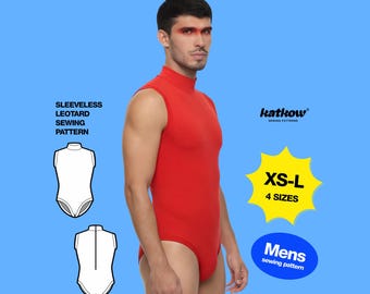 Men's Sleeveless Leotard (XS-L) Sewing Pattern For Cosplay Superhero Build Stretch Suit Dancewear Stretch