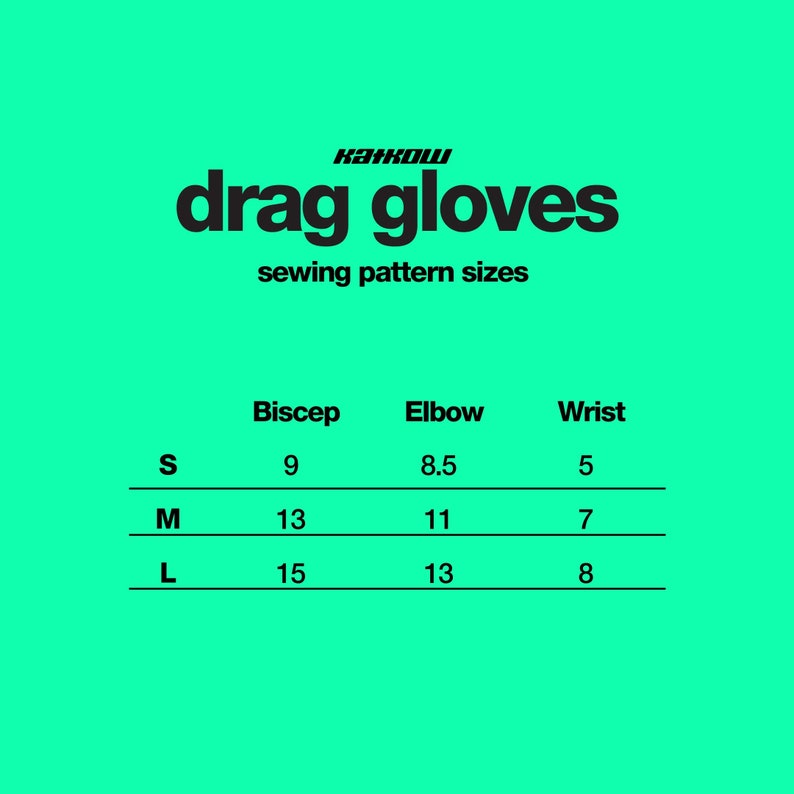 katkow drag queen multistyle gloves sewing pattern opera fingerless chart