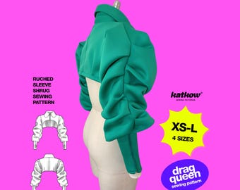 Ruched Sleeve Shrug (XS-L) Sewing Pattern For Drag Queens Download Ruffle Top