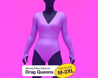 Wrap Leotard (M-2XL) Sewing Pattern For Drag Queens Halloween Sexy Bodysuit Madonna Costume Stretch