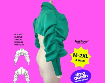 Ruched Sleeve Shrug (M-2XL) Sewing Pattern For Drag Queens Download Ruffle Top