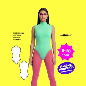 Dam Ärmlös Leotard (8-18) Sömnadsmönster för Cosplay Bodysuit Danskläder Baddräkt