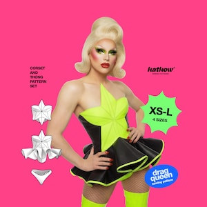 Stern Korsett (XS-L) Schnittmuster mit Schößchen Set für Drag Queens Urlaub Kostüm Outfit String High Waisted Xmas Weihnachten