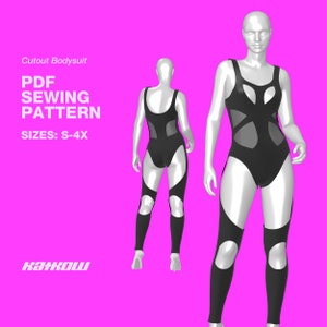 Cutout X Bodysuit Sewing Pattern (Sizes S - 4X) - PDF DOWNLOAD - Drag Queen Costume Jumpsuit Catsuit Leotard