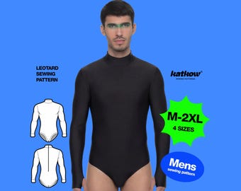 Men's Leotard (M-2XL) Sewing Pattern For Cosplay Superhero Build Stretch Suit Dancewear Stretch
