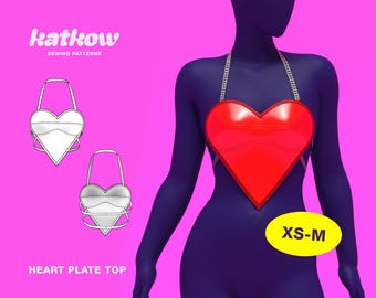 Heart Plate Top (XS-M) Sewing Pattern PDF For Drag Queens Valentines Harness