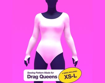 Boat Neck Leotard (XS-L) Sewing Pattern For Drag Queens Halloween Sexy Bodysuit Madonna Costume Stretch