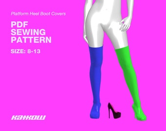 Platform Heel Boot Cover Sewing Pattern (One Size) - PDF DOWNLOAD - Drag Queen Costume, Thigh High, Cosplay Shoes