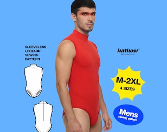 Men's Sleeveless Leotard (M-2XL) Sewing Pattern For Cosplay Superhero Build Stretch Suit Dancewear Stretch