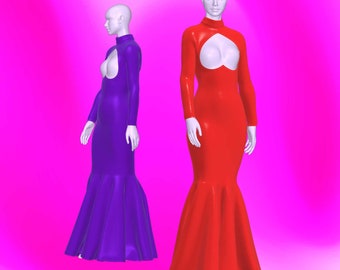 Patron de couture de robe de plaque de poitrine PDF (Tailles : XS-4X) - Drag Queen Costume Stretch Gala Long Train Dress