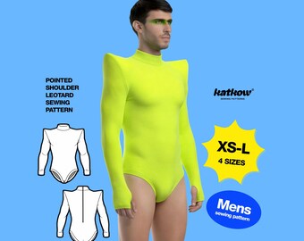 Men's Pointed Shoulder Leotard (XS-L) Sewing Pattern For Cosplay Superhero Build Stretch Suit Dancewear Stretch