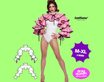 Clown Ruffle Shrug (M-XL) Drag Queen Halloween Costume Sewing Pattern Unisex Circus Collar