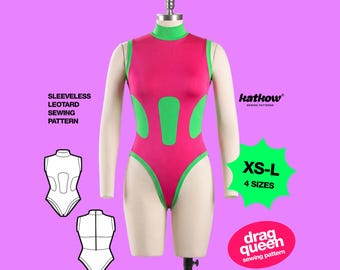 Nina Leotard (XS-L) Sewing Pattern For Drag Queens Costume Sleeveless Unitard Stretch Bodysuit