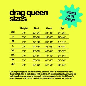 katkow drag queen colorblock bodysuit leotard sewing pattern size chart