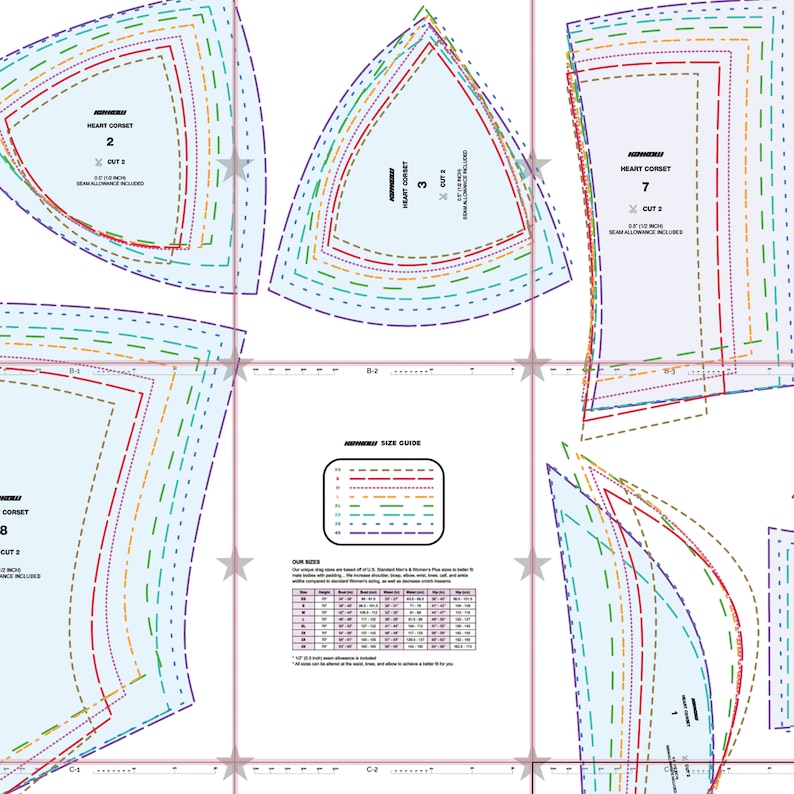 Heart Corset Sewing Pattern sizes S 4X PDF DOWNLOAD - Etsy