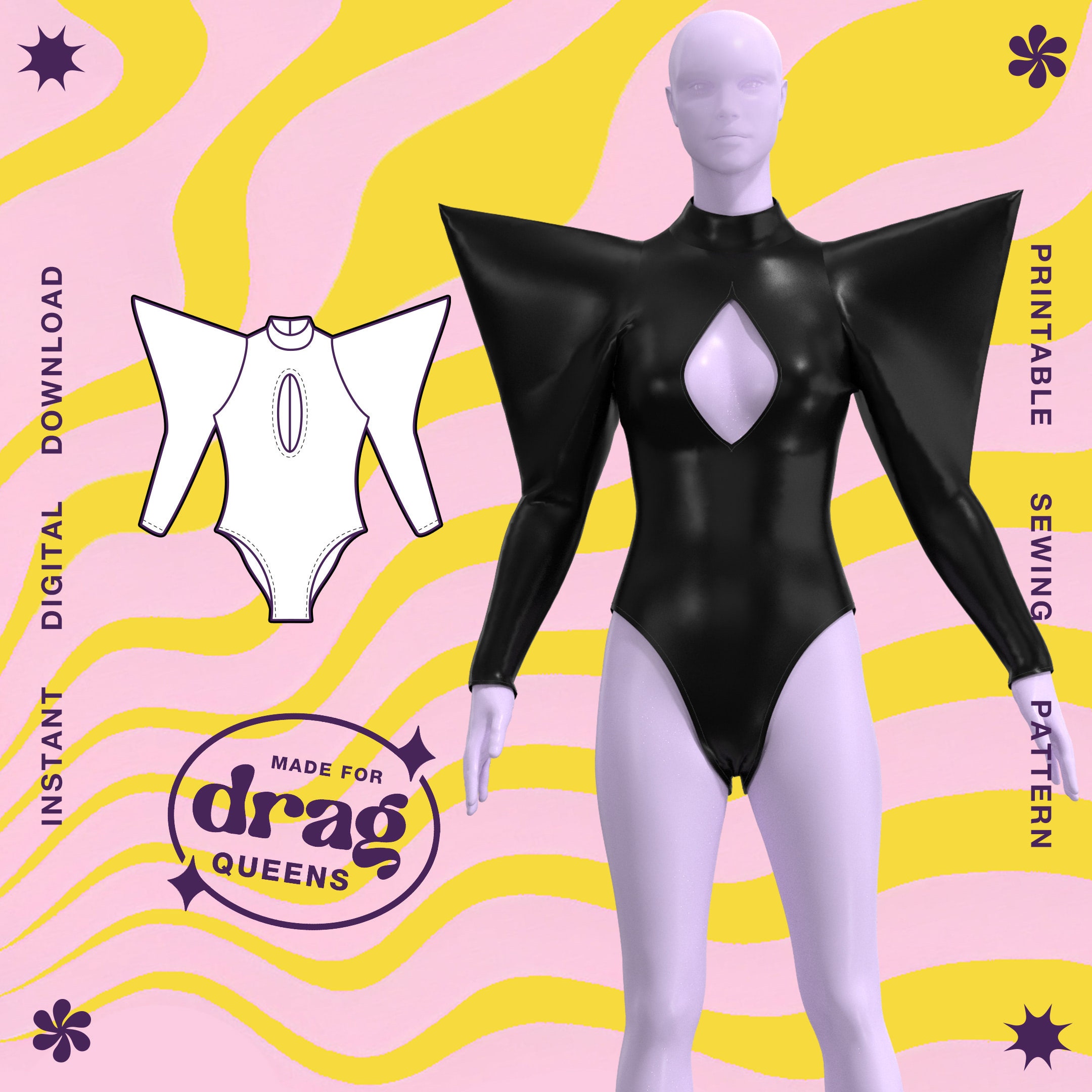 Power Shoulder Leotard Sewing Pattern (sizes XS - 4X) PDF