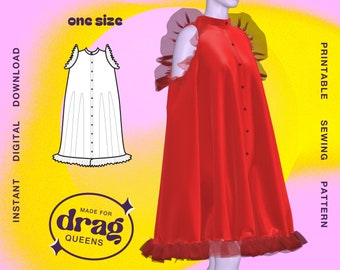 Reveal Cape Sewing Pattern (ONE SIZE)  - PDF - Drag Queen Costume, Peekaboo, Ruffles, Cover Up, Oversized