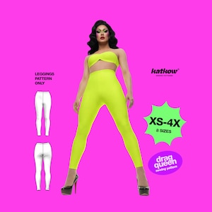 High Waisted Leggings (XS-4X) Sewing Pattern For Drag Queens Costume Pants Bottoms Stretch