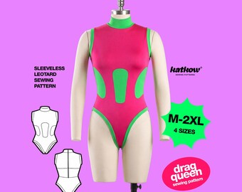 Nina Leotard (M-2XL) Sewing Pattern For Drag Queens Costume Sleeveless Unitard Stretch Bodysuit