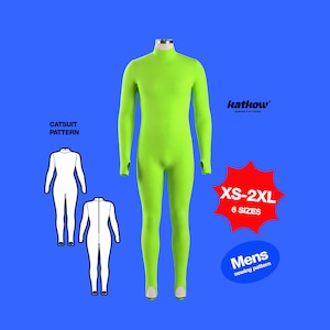 Herren Catsuit Schnittmuster (XS-2XL) Ganzkörper Stretch Cosplay Bodysuit Overall Superheld Tanzkleidung