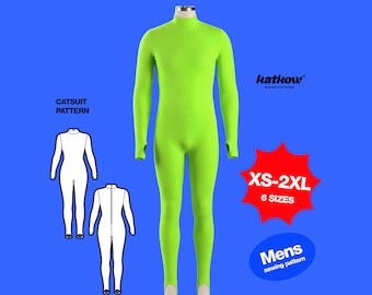 Patron de couture catsuit homme (XS-2XL) body cosplay extensible complet du corps combinaison vêtements de danse super-héros