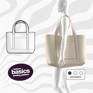Oversized Tasche Schnittmuster PDF Strandtasche Gepäck Lebensmittel ziehen Reise Canvas Leder Denim Wochenendtasche