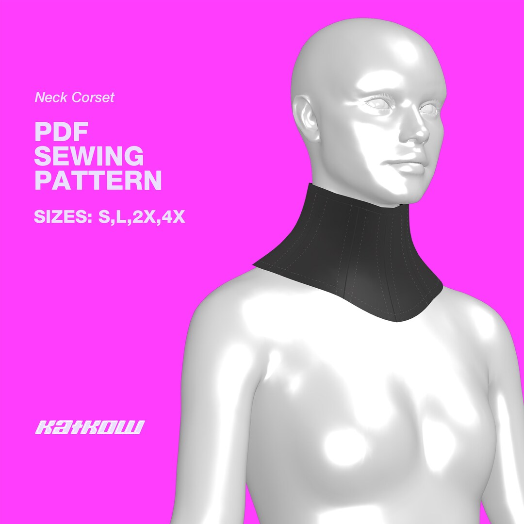 Neck Corset Sewing Pattern S,L,2X,4X PDF DOWNLOAD Drag Queen Costume
