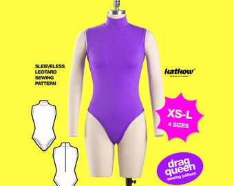 Sleeveless Leotard (XS-L) Sewing Pattern For Drag Queens Costume Unitard Stretch Bodysuit