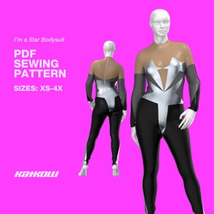Star Bodysuit Sewing Pattern (Sizes XS - 4X) - PDF DOWNLOAD - Drag Queen Costume Jumpsuit Catsuit Leotard