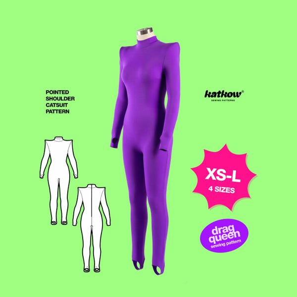 Pointed Shoulder Catsuit (XS-L) Sewing Pattern For Drag Queens Stretch Dance Cosplay