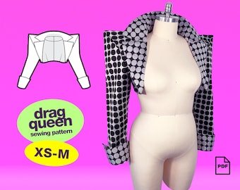 Pointed Blazer Shrug (XS-M) Sewing Pattern - PDF Shoulder Jacket Top Sleeve Collar Lapel For Drag Queens Costume Cosplay by Katkow