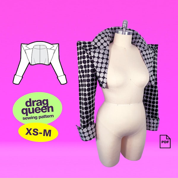 Pointed Blazer Shrug (XS-M) Sewing Pattern - PDF Shoulder Jacket Top Sleeve Collar Lapel For Drag Queens Costume Cosplay by Katkow