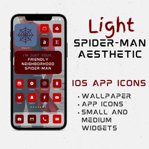 Light Theme Spider-Man Peter Parker Aesthetic iOS 14 App Icon Covers with Wallpaper and Widgets