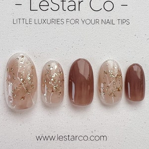 Reusable Marble with Gold Foil Nails Premium Short Press on Nails Gel Manicure | Fake Nails | Handmade | Lestarco faux nails XWZ169 BB