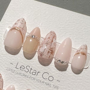 Reusable Pink Romance | Premium Press on Nails Gel Hand Painted Pressons Customizable Gel Nail Artist faux nails TT258