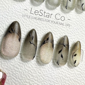Botanical Press On Nails: Hand Painted Reusable Gel Nails