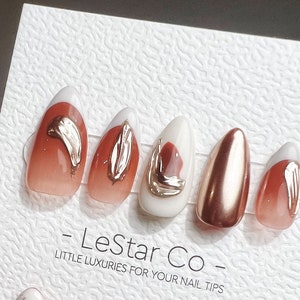 Reutilizable ¿Qué dices? / Premium Press on Nails Gel Pintado a mano Pressons Gel personalizable Nail Artist uñas falsas ML365